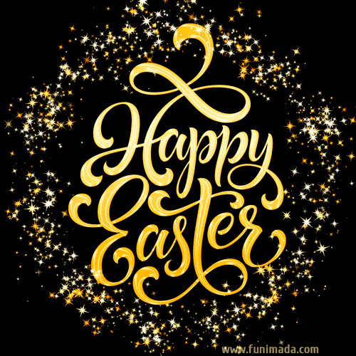Gold Glitter Frame Happy Easter Greeting Card (GIF)