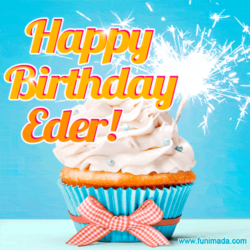Happy Birthday, Eder! Elegant cupcake with a sparkler.