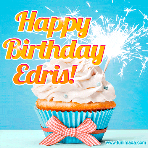Happy Birthday, Edris! Elegant cupcake with a sparkler.