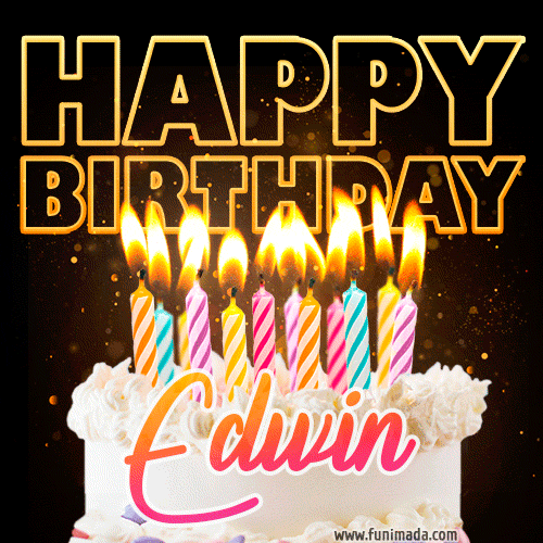 Edwin - Animated Happy Birthday Cake GIF for WhatsApp