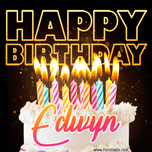 Edwyn - Animated Happy Birthday Cake GIF for WhatsApp
