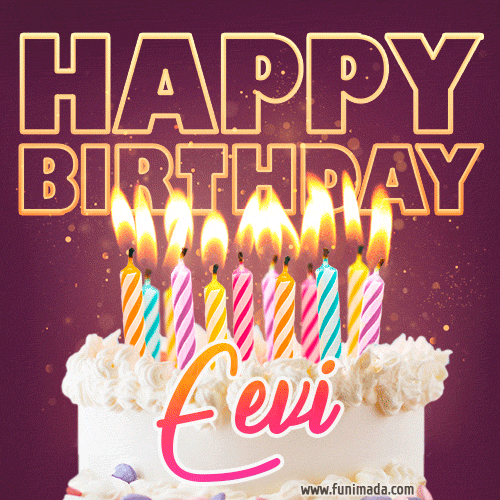 Eevi - Animated Happy Birthday Cake GIF Image for WhatsApp