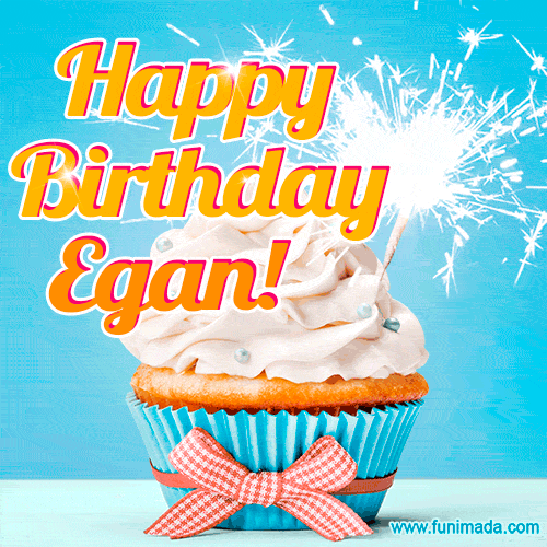 Happy Birthday, Egan! Elegant cupcake with a sparkler.