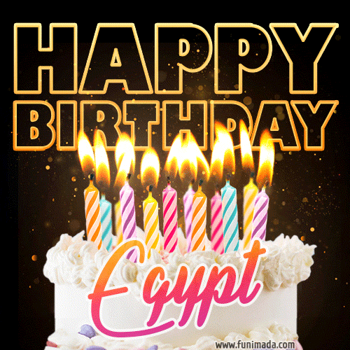 Egypt - Animated Happy Birthday Cake GIF Image for WhatsApp