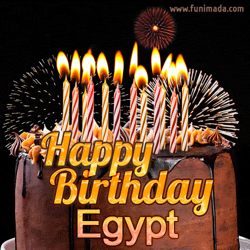Chocolate Happy Birthday Cake for Egypt (GIF)