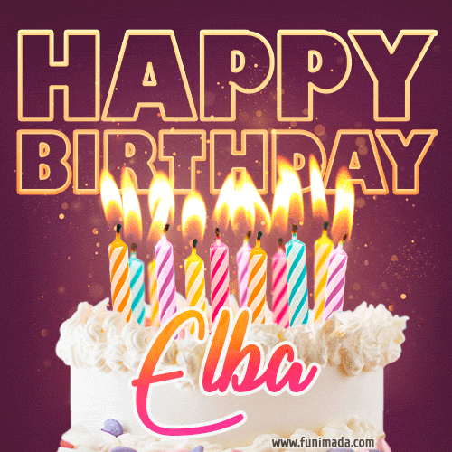Elba - Animated Happy Birthday Cake GIF Image for WhatsApp