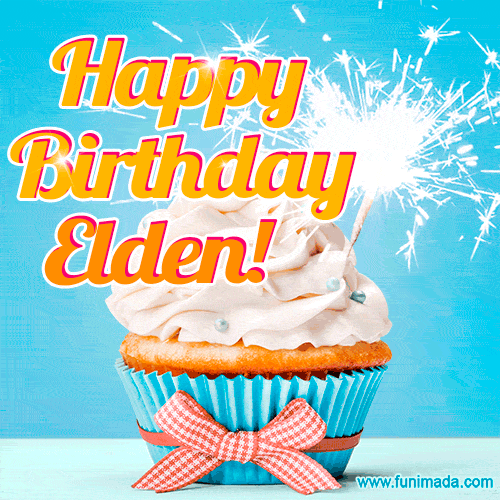 Happy Birthday, Elden! Elegant cupcake with a sparkler.
