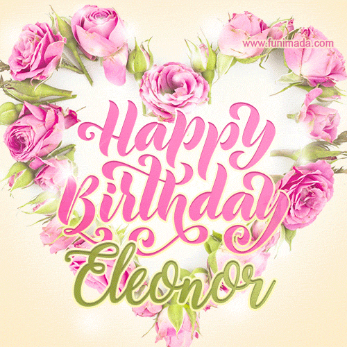 Pink rose heart shaped bouquet - Happy Birthday Card for Eleonor