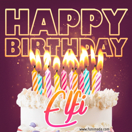 Elfi - Animated Happy Birthday Cake GIF Image for WhatsApp