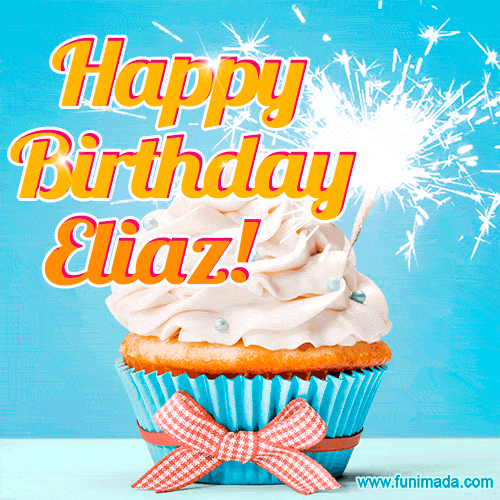 Happy Birthday, Eliaz! Elegant cupcake with a sparkler.