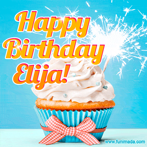 Happy Birthday, Elija! Elegant cupcake with a sparkler.
