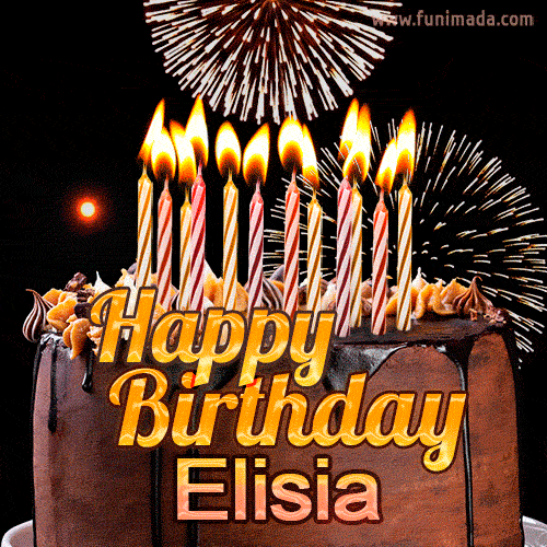 Chocolate Happy Birthday Cake for Elisia (GIF)
