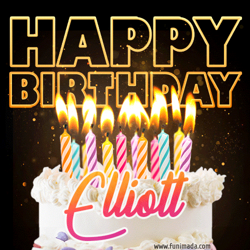 Elliott - Animated Happy Birthday Cake GIF Image for WhatsApp