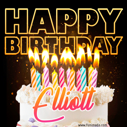 Elliott - Animated Happy Birthday Cake GIF for WhatsApp