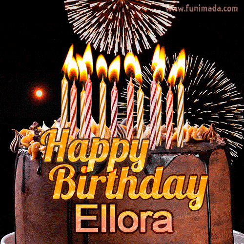 Chocolate Happy Birthday Cake for Ellora (GIF)