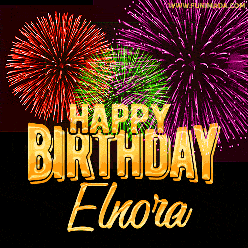 Wishing You A Happy Birthday, Elnora! Best fireworks GIF animated greeting card.