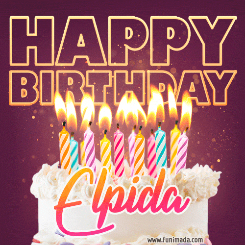 Elpida - Animated Happy Birthday Cake GIF Image for WhatsApp