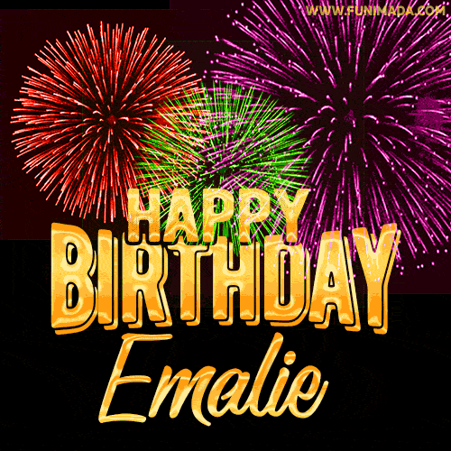 Wishing You A Happy Birthday, Emalie! Best fireworks GIF animated greeting card.