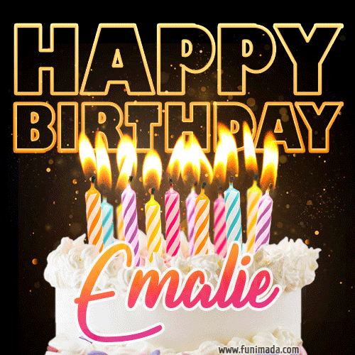 Emalie - Animated Happy Birthday Cake GIF Image for WhatsApp