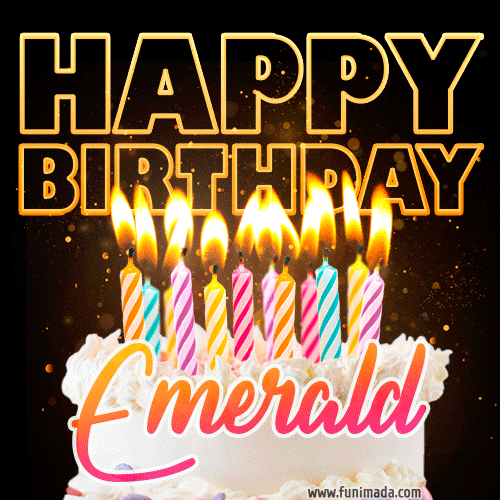 Emerald - Animated Happy Birthday Cake GIF for WhatsApp