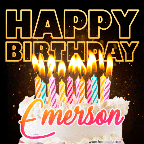 Emerson - Animated Happy Birthday Cake GIF for WhatsApp