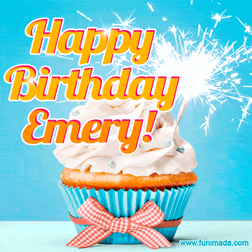Happy Birthday, Emery! Elegant cupcake with a sparkler.