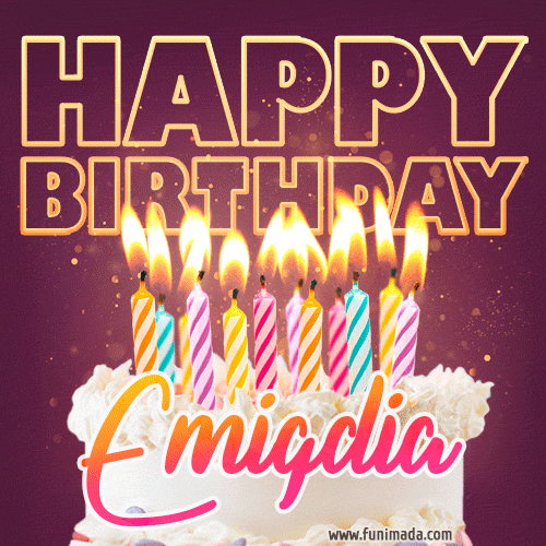 Emigdia - Animated Happy Birthday Cake GIF Image for WhatsApp