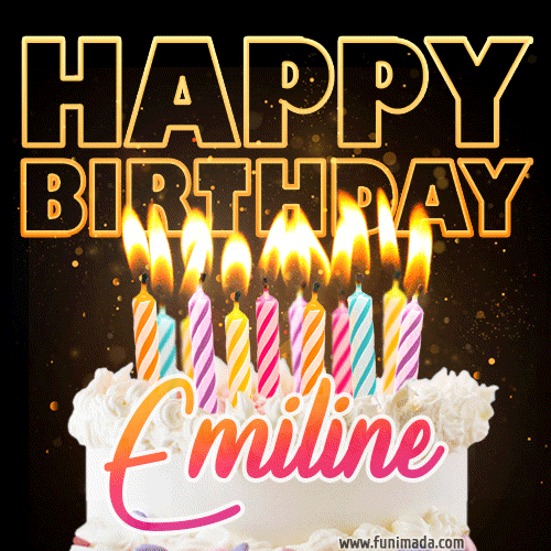 Emiline - Animated Happy Birthday Cake GIF Image for WhatsApp