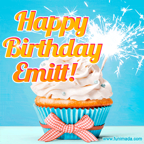 Happy Birthday, Emitt! Elegant cupcake with a sparkler.