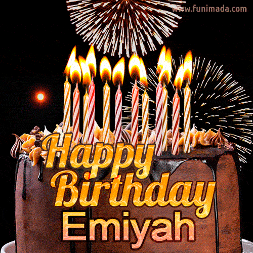 Chocolate Happy Birthday Cake for Emiyah (GIF)