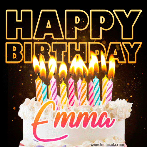 Emma - Animated Happy Birthday Cake GIF for WhatsApp