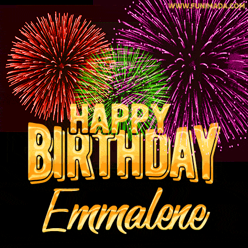 Wishing You A Happy Birthday, Emmalene! Best fireworks GIF animated greeting card.