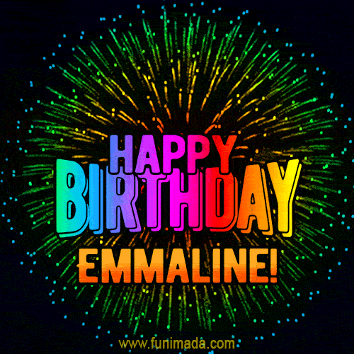 New Bursting with Colors Happy Birthday Emmaline GIF and Video with Music