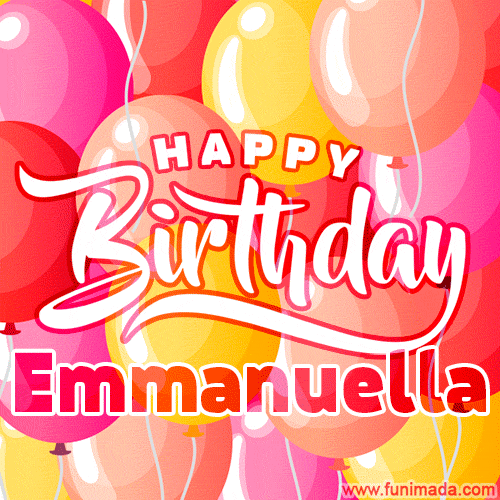 Happy Birthday Emmanuella - Colorful Animated Floating Balloons Birthday Card