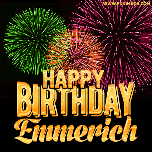 Wishing You A Happy Birthday, Emmerich! Best fireworks GIF animated greeting card.
