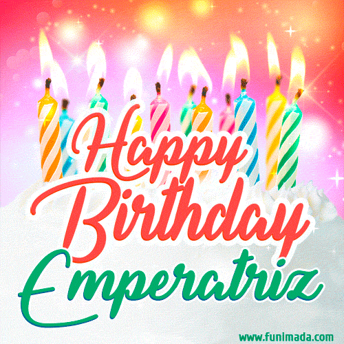 Happy Birthday GIF for Emperatriz with Birthday Cake and Lit Candles