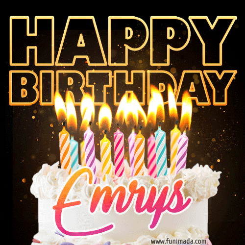 Emrys - Animated Happy Birthday Cake GIF Image for WhatsApp