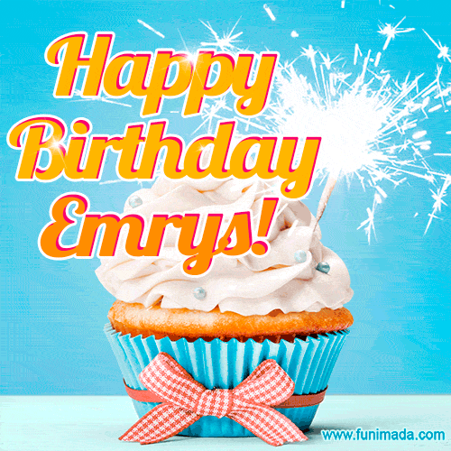Happy Birthday, Emrys! Elegant cupcake with a sparkler.