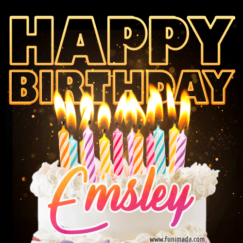 Emsley - Animated Happy Birthday Cake GIF Image for WhatsApp