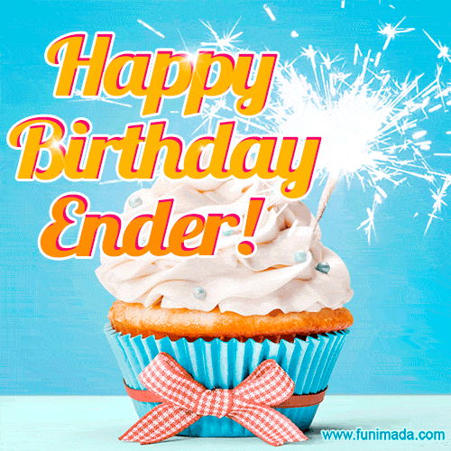 Happy Birthday, Ender! Elegant cupcake with a sparkler.