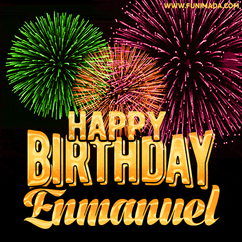 Wishing You A Happy Birthday, Enmanuel! Best fireworks GIF animated greeting card.