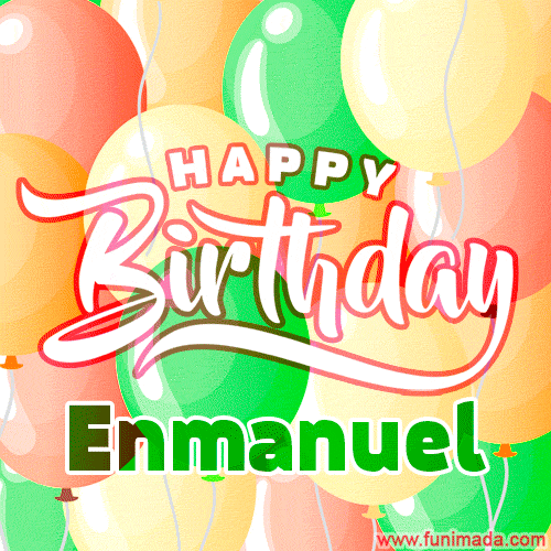 Happy Birthday Image for Enmanuel. Colorful Birthday Balloons GIF Animation.