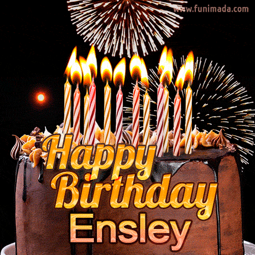 Chocolate Happy Birthday Cake for Ensley (GIF)