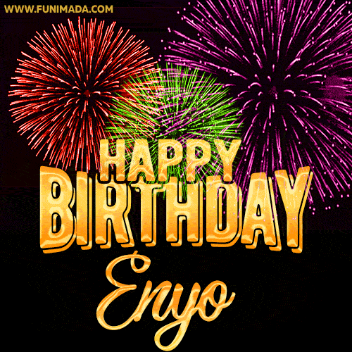 Wishing You A Happy Birthday, Enyo! Best fireworks GIF animated greeting card.