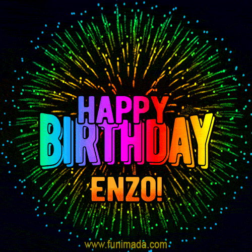 New Bursting with Colors Happy Birthday Enzo GIF and Video with Music