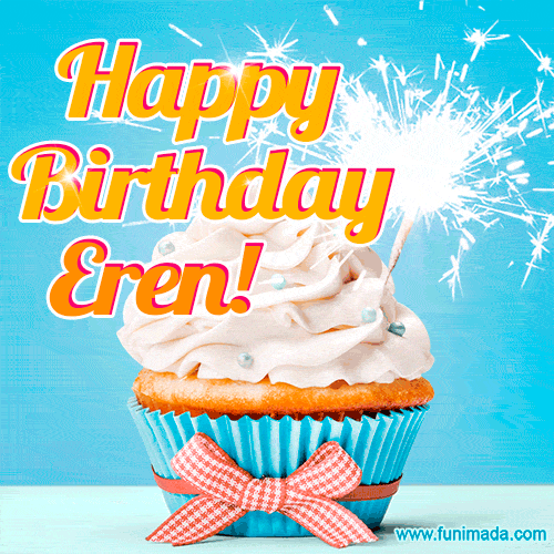 Happy Birthday, Eren! Elegant cupcake with a sparkler.