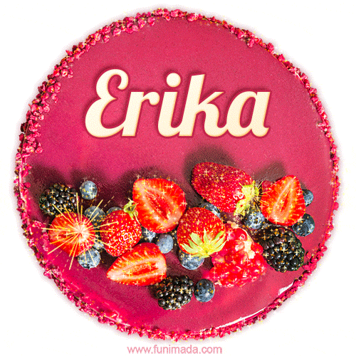 Happy Birthday Cake with Name Erika - Free Download