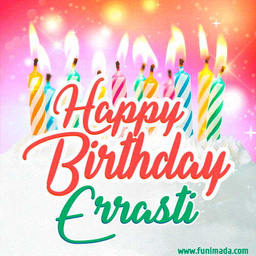 Happy Birthday GIF for Errasti with Birthday Cake and Lit Candles