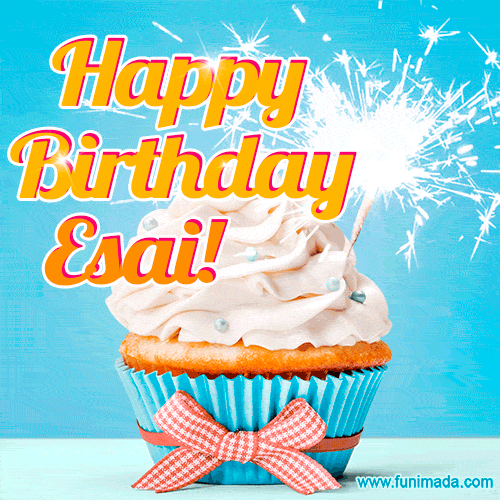 Happy Birthday, Esai! Elegant cupcake with a sparkler.