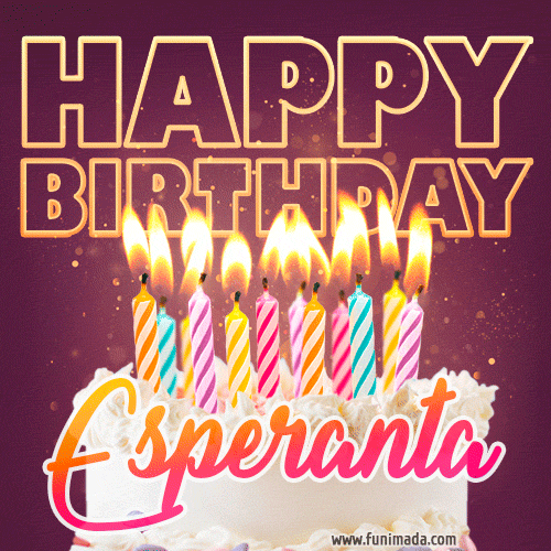 Esperanta - Animated Happy Birthday Cake GIF Image for WhatsApp